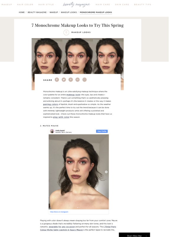 L'oréal Paris mit Monochrome Make up Artikel von Patrycja Zielinska